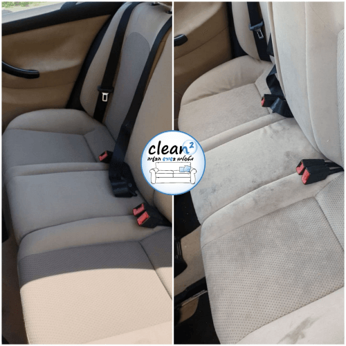 לפני ואחרי ניקיון ריפודים ברכב